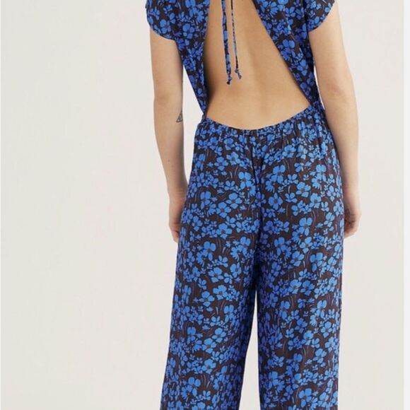 Free People Hailee Blue Floral Jumpsuit Size Small - Picture 3 of 10